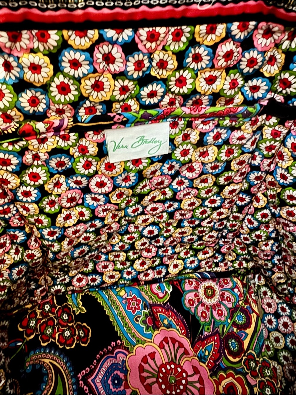 Vera Bradley Black Multi Floral Paisley Quilted Tote - Picture 4 of 9